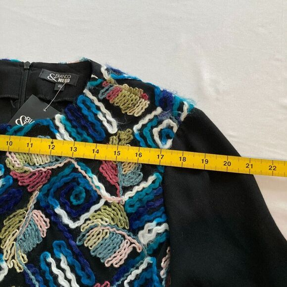 Bianco & Nero Womens Multicolor Embroidered Leaves Top Size 46/XL Artisanal Boho - Picture 12 of 14